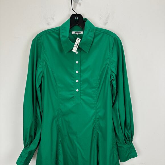 Madewell Seamed Long Sleeve Mini Shirtdress Poplin Cotton Verdant Green US 2 NWT - Picture 8 of 14